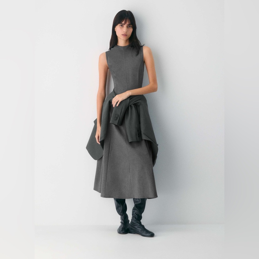 Aritzia Wilfred Ponteflex Ruth Dress in Heather Charcoal Size 8 NWT Lawyer